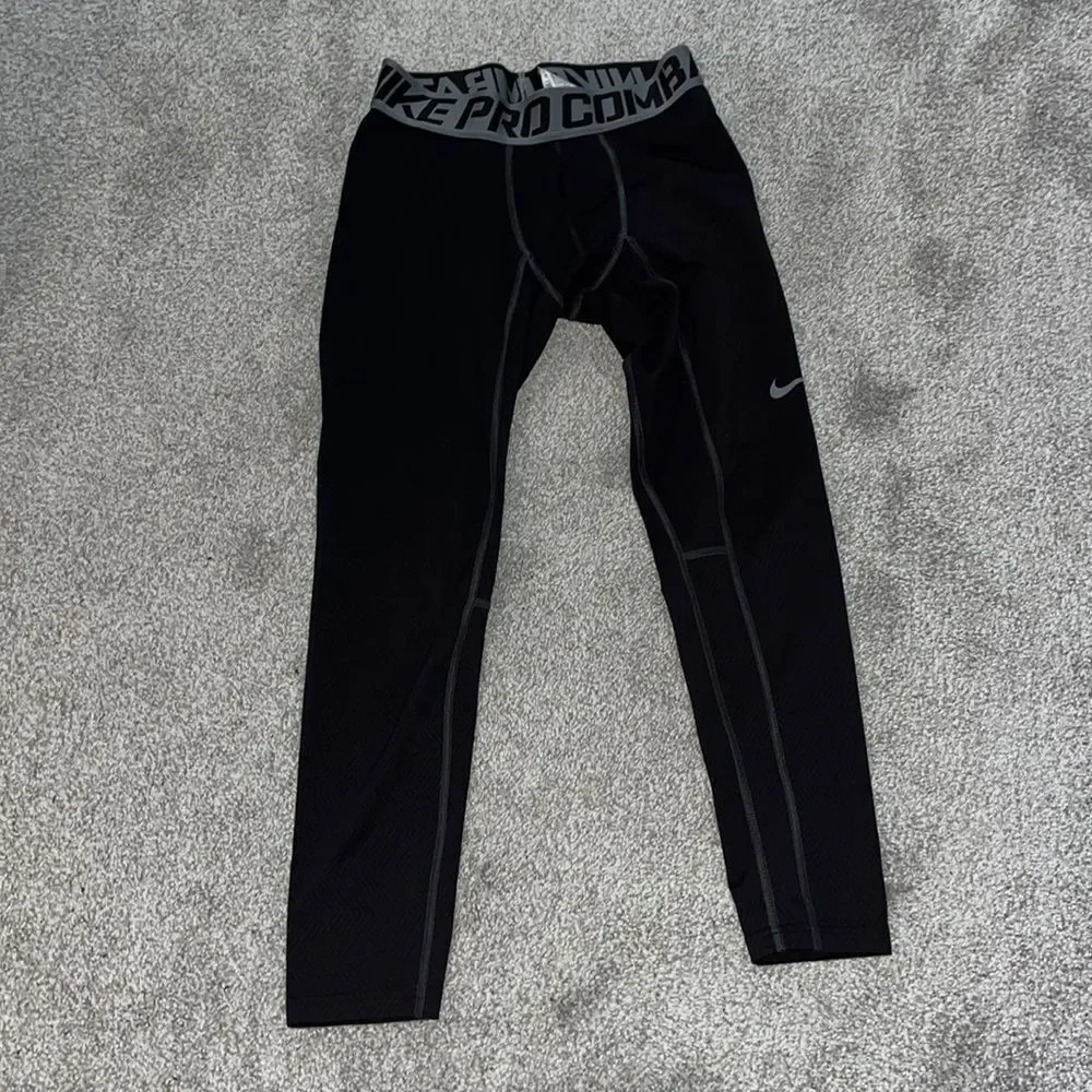 Nike Black PRO Combat Compression tapered workout yoga style tights leggings XL